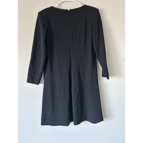 Tom & Linda Platt Designer Luxury V-neck Black Dress Dress Size M 100% Wool - Picture 2 of 9